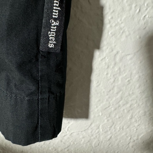 Palm Angels Black Button Up Shirt Palm Tree Print Mens Bowler Shirt - Picture 12 of 16